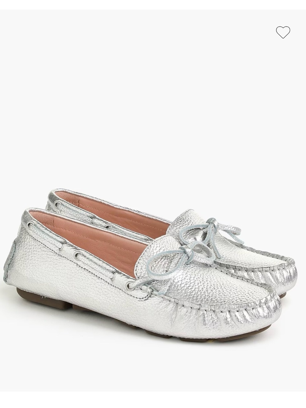 J. Crew Silver Metallic Moccasin Loafers